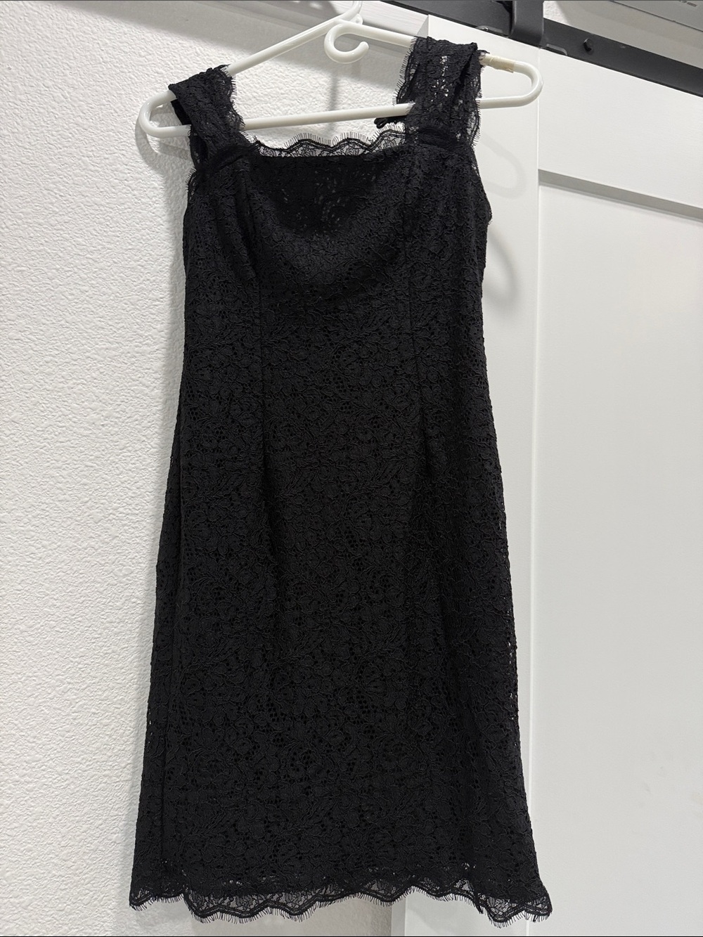 Adrianna Papell Black Lace Square-Neck Mini Dress